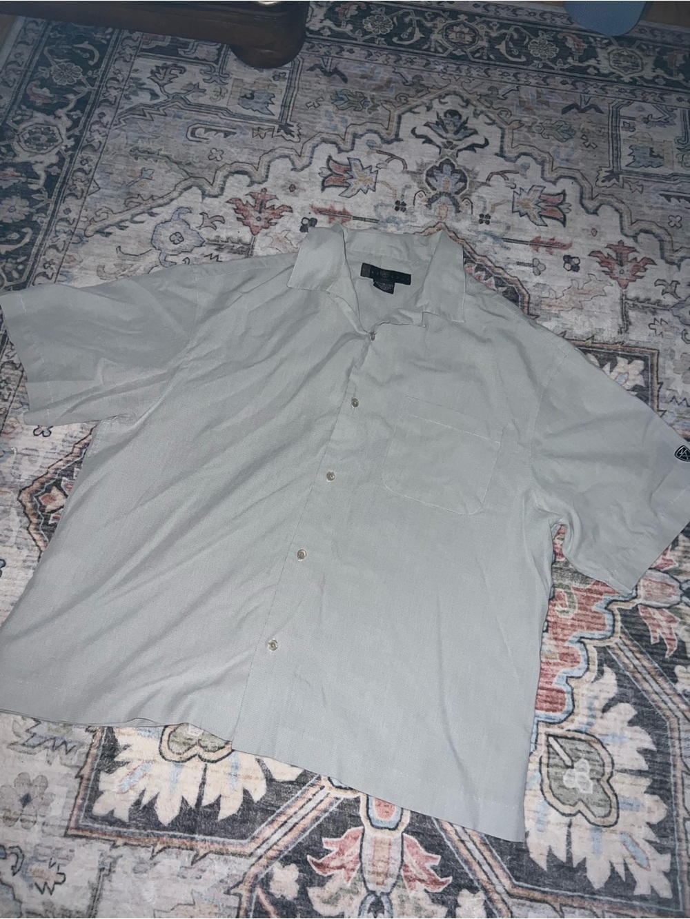Nike Men's Light Gray Short-Sleeve Button-Up Shirt